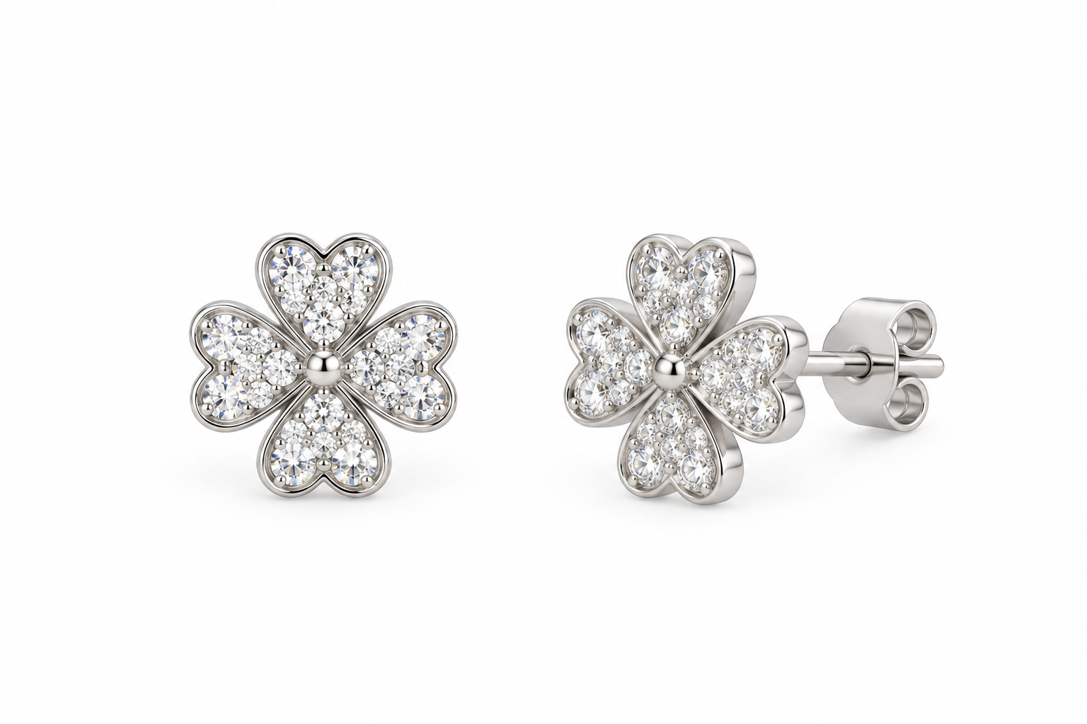 Brinco de Flor com pedras de zircônia Prata 925k- 435049 - Imagem 2