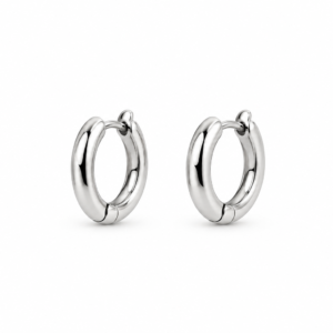 Brinco de Argola lisa baulada por fora Prata 925k- 74421