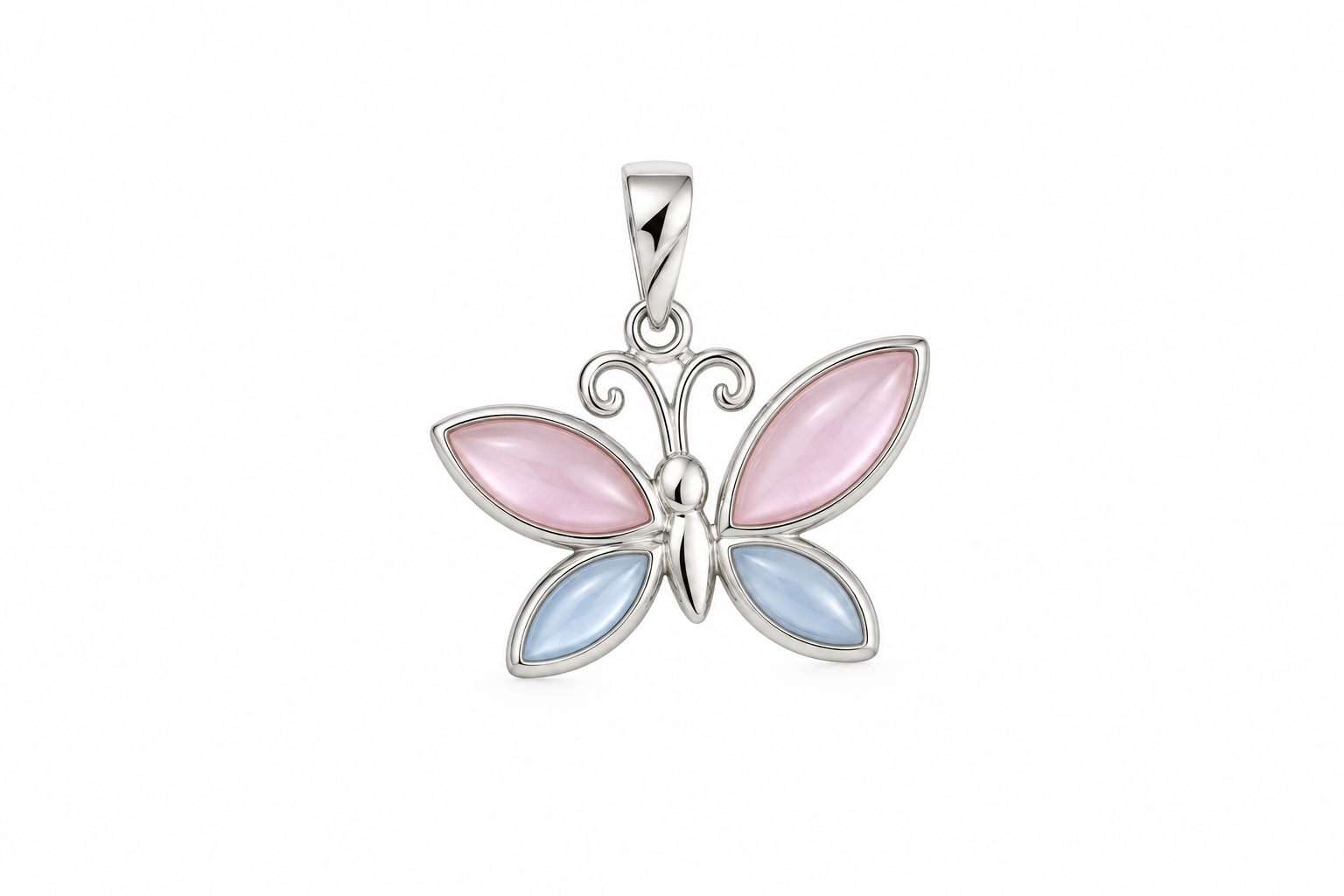 Pingente borboleta colorida Prata 925k- 37174