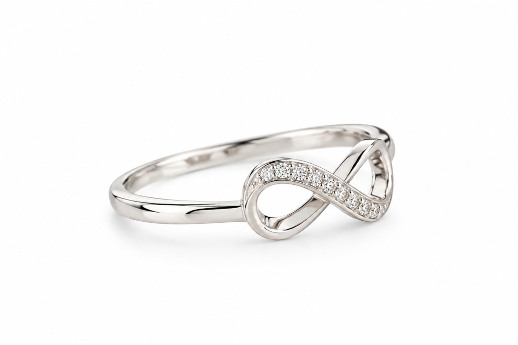 Anel infinito com zircônias prata 925k- 435049