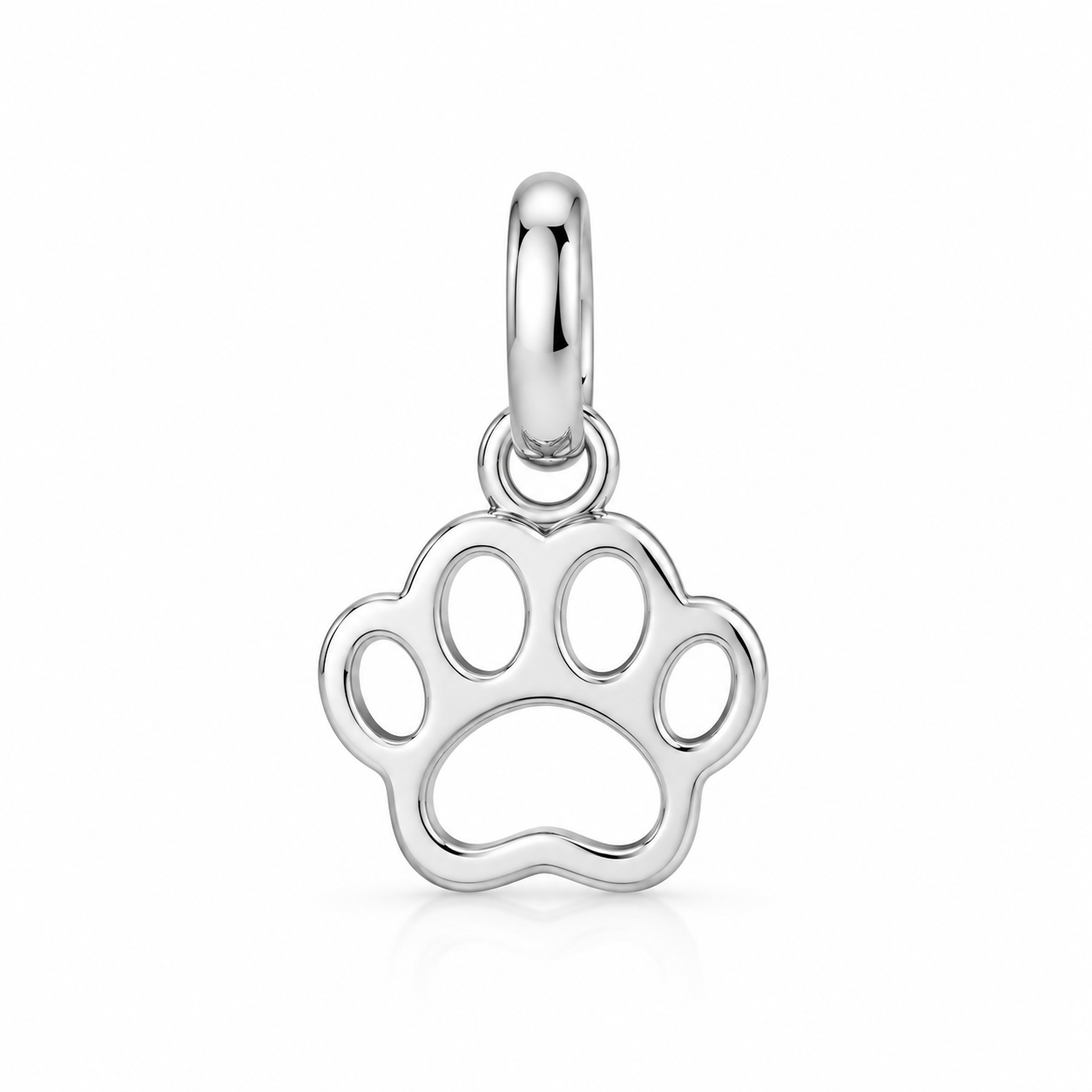 Pingente patinha de cachorro vazado liso Prata 925k- 1347