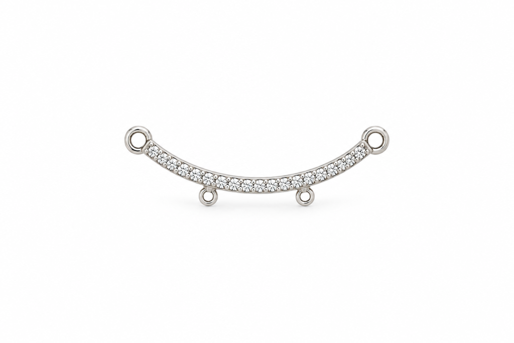 Pingente Canga 2 lugares cravejada com zircônias  Prata 925k-101523
