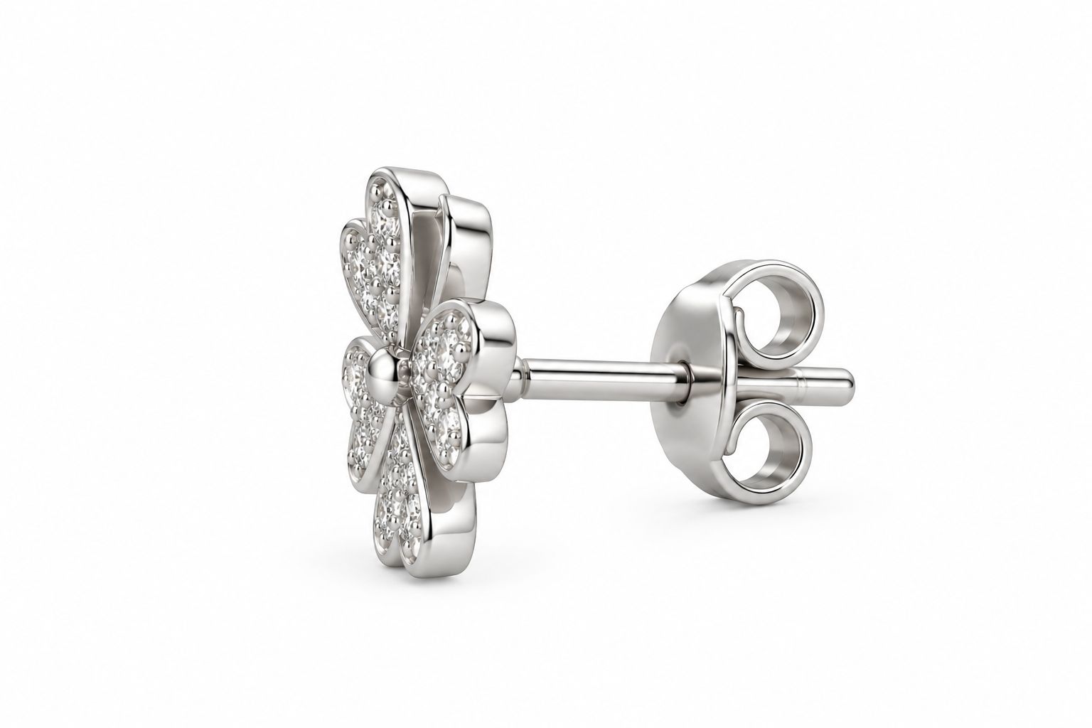 Brinco de Flor com pedras de zircônia Prata 925k- 435049 - Imagem 3