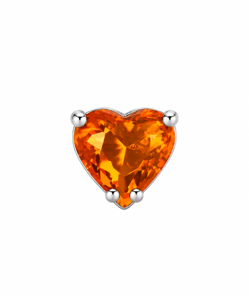 Pingente Coração Michele com zircônia laranja Prata 925k- 436049
