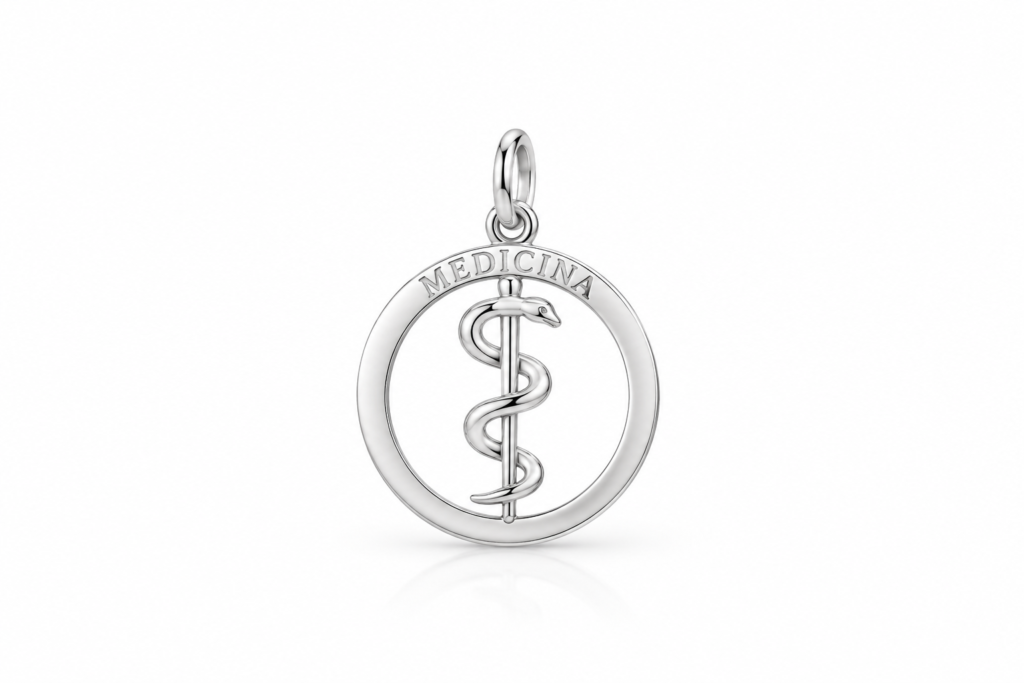 Pingente cursos mini medalha vazada Medicina Prata 925k- 94580