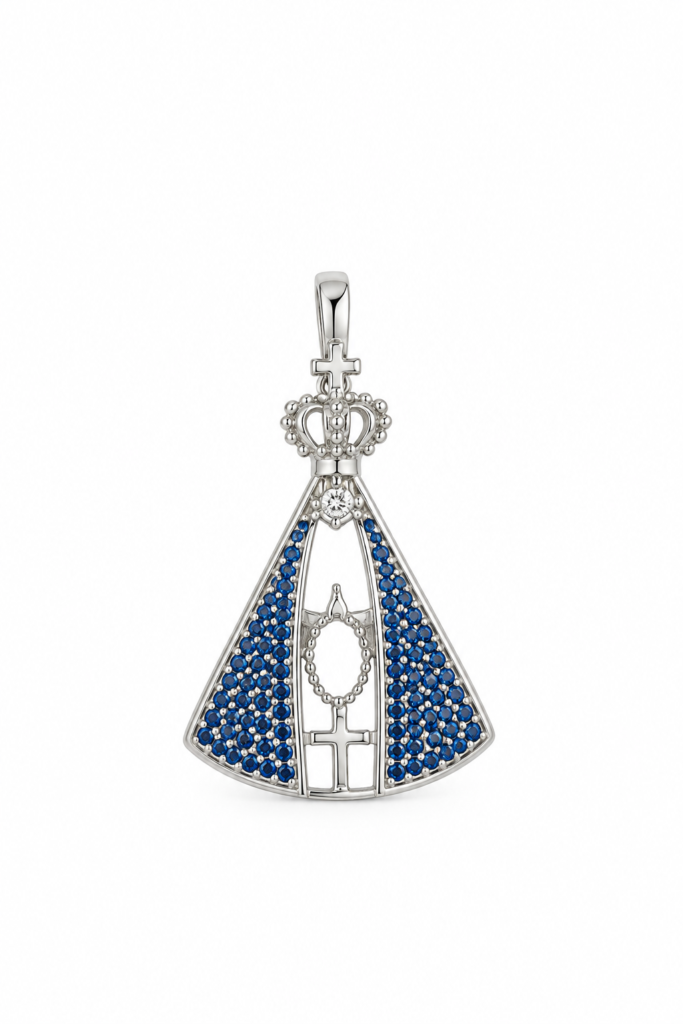 Pingente Nossa Senhora com zircônias coloridas Prata 925k-438049