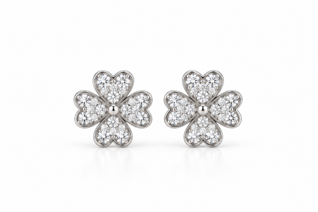 Brinco de Flor com pedras de zircônia Prata 925k- 435049
