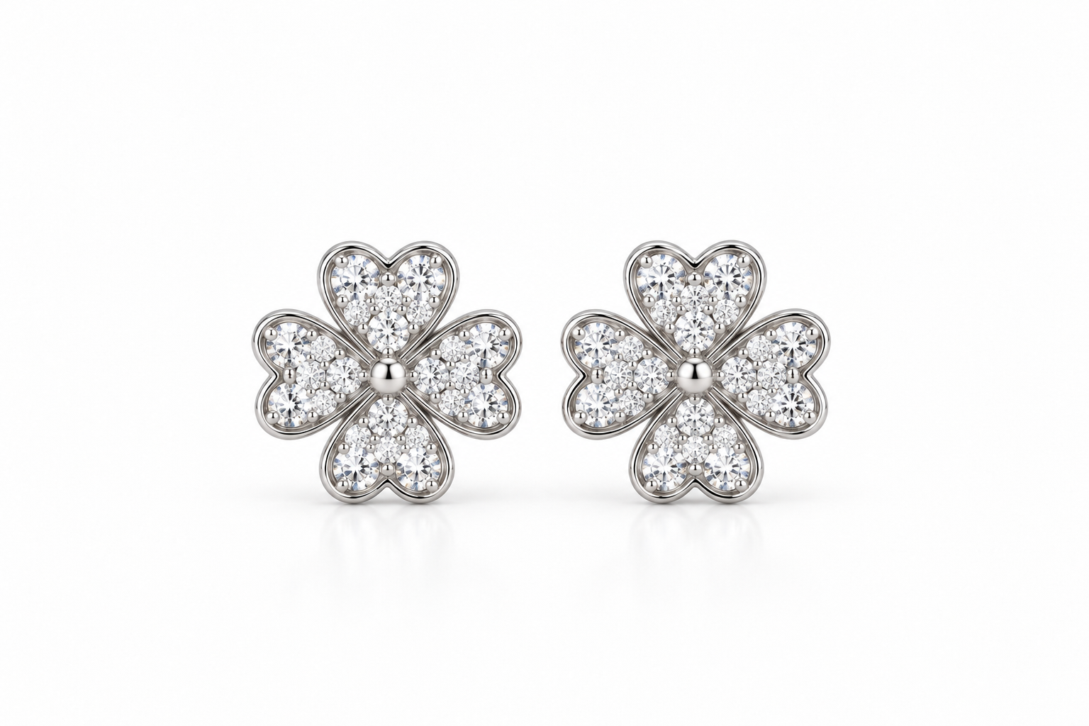 Brinco de Flor com pedras de zircônia Prata 925k- 435049