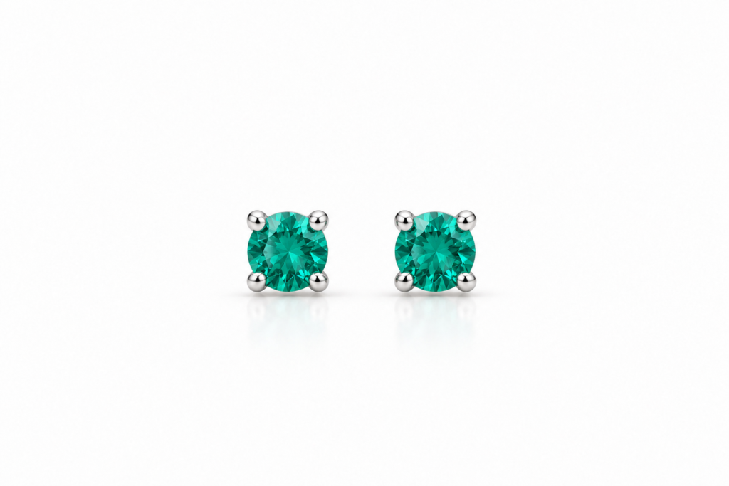 Brinco Ponto de Luz com zircônias verde água Prata 925k-416022