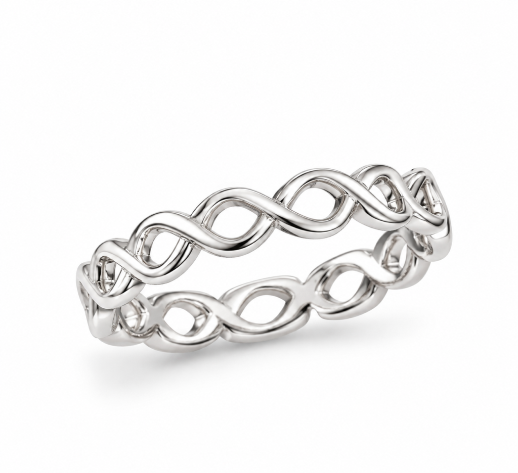 Anel aro todo de infinito liso Prata 925k-421029
