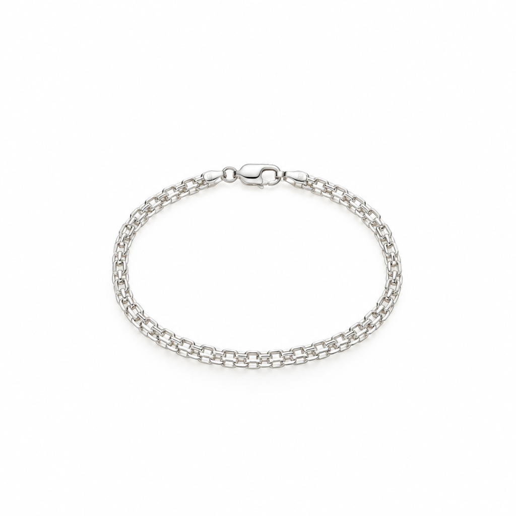 Pulseira Esteirinha trabalhada Prata 925k- 80439
