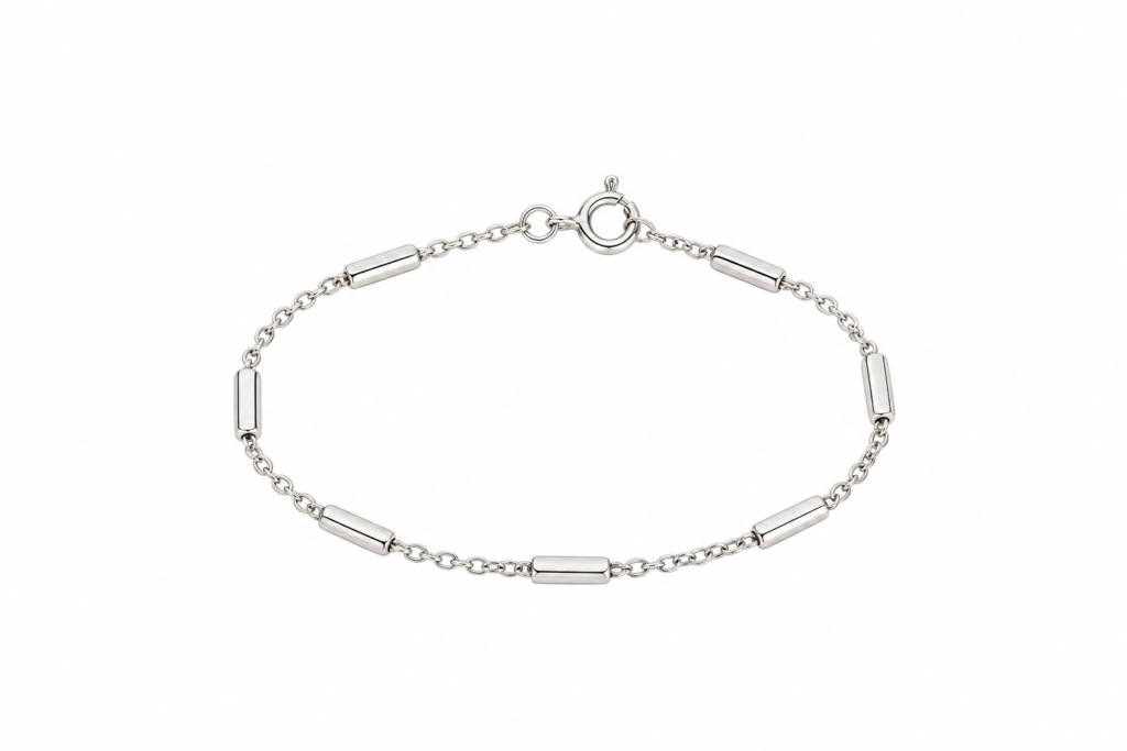 Pulseira veneziana com aplicações de mini chapinhas lisas Prata 925k- 112048