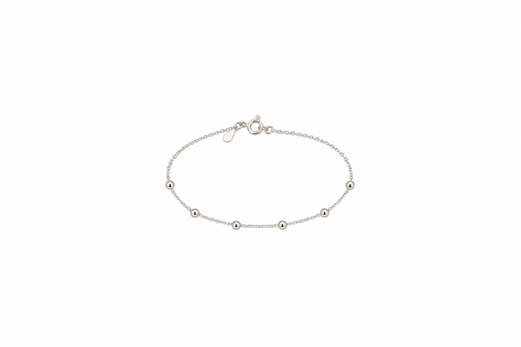 Pulseira Veneziana com aplicações de bolinhas Prata 925k- 112055