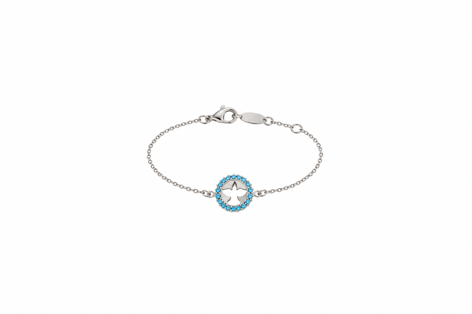 Pulseira Maleável com medalha Espírito santo Prata 925k- 511118160