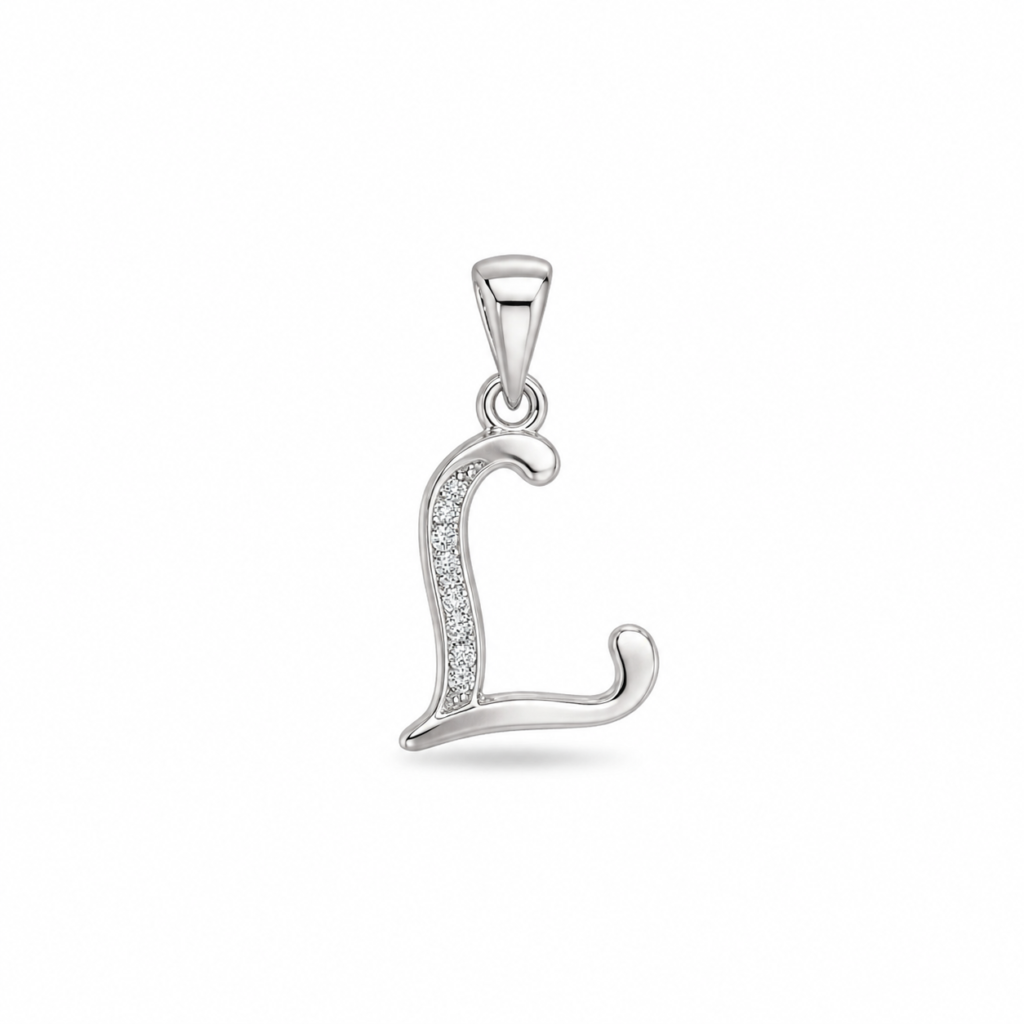 Pingente Letra L com pedras de zircônia Prata 925k- 88084