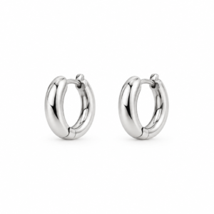 Brinco de Argola Click liso arredondado Prata 925k- 260243