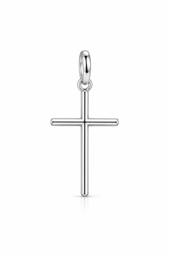 Pingente crucifixo liso grande frente única Prata 925k- 80491