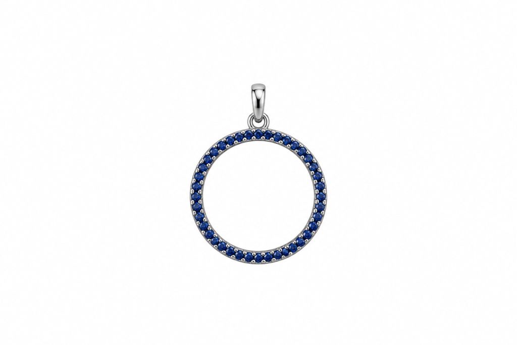 Pingente Mandala cravejada com zircônias azuis Prata 925k- 251184