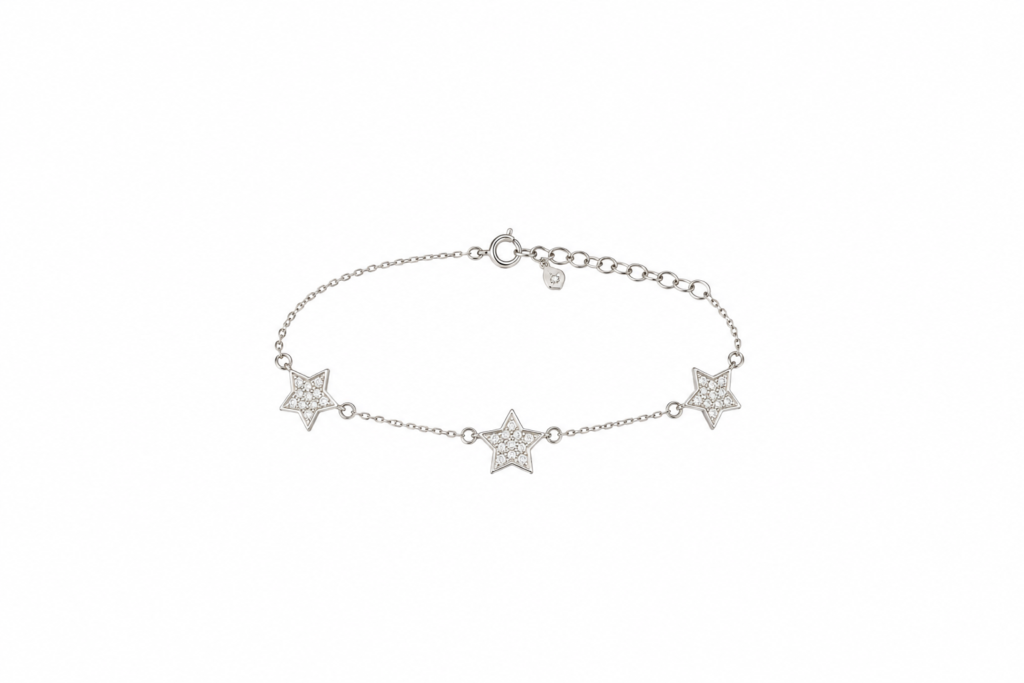 Pulseira Cartie com 3 estrelas cravejadas com zircônias Prata 925k- 85090