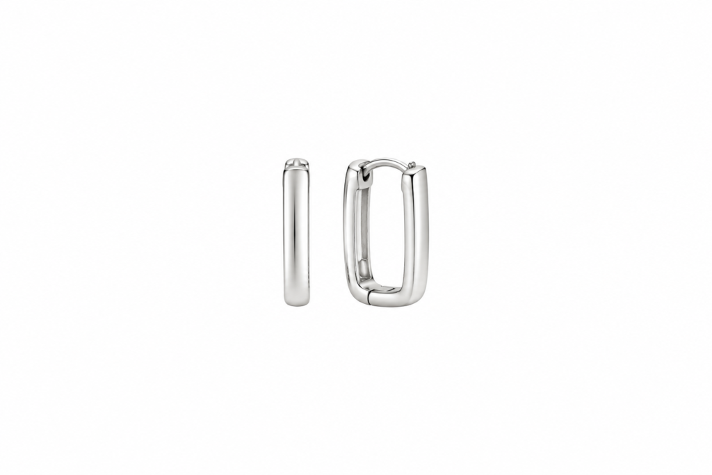 Brinco de Argola retangular lisa Prata 925k- 2379511