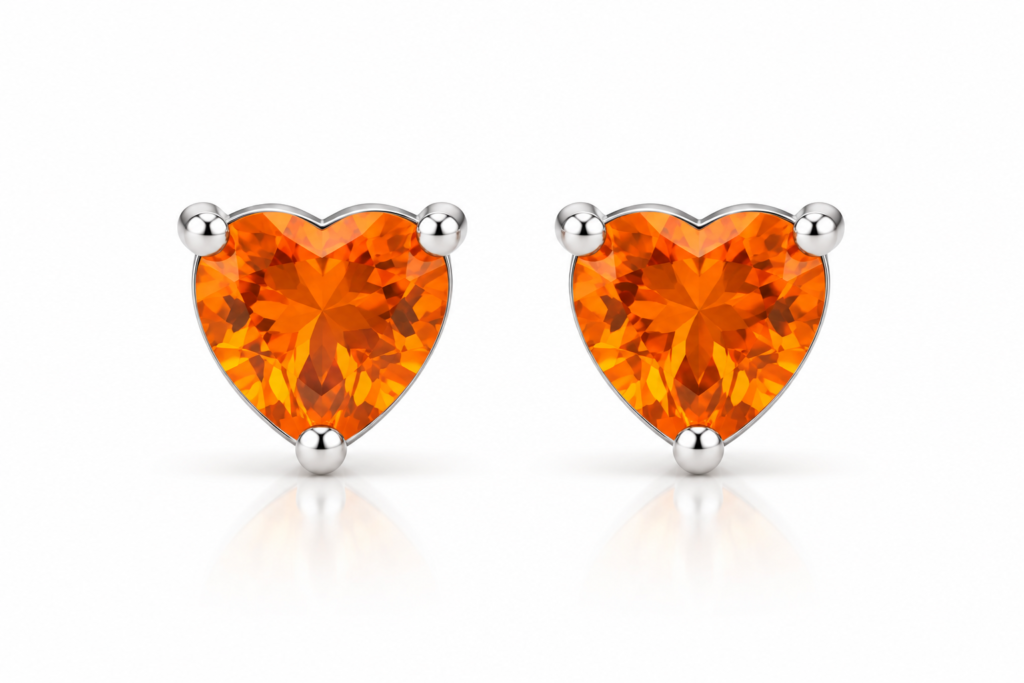 Brinco Coração Michele com pedra de zircônia laranja Prata 925k-436049