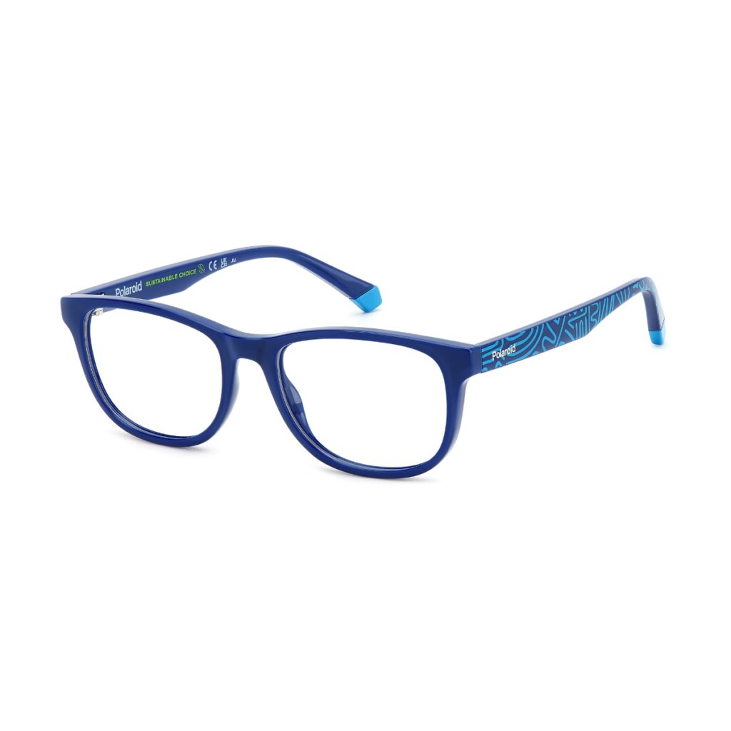Óculos Receituário Polaroid Infantil quadrado azul masculino -PLDD 832 ZX9